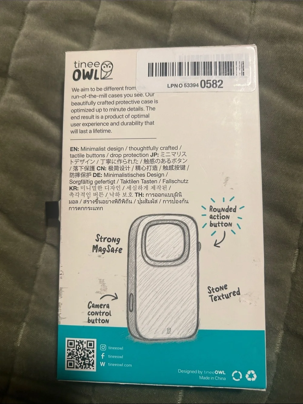 TineeOwl DuneX iPhone 17 Pro Case MagSafe Slim Textured TPU Green in Denial
